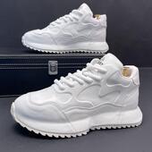 潮流百搭运动休闲鞋 高帮老爹鞋 加绒内增高小白鞋 时尚 男士 厚底冬季