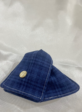 【时屿手作】复古蓝色格子金属标11cm三角抓夹