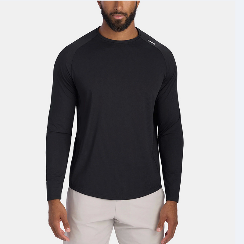 外贸男装！2025秋季立体剪裁速干长袖运动T恤男百搭骑行健身上衣