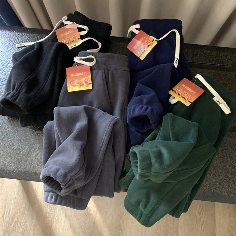 摇粒绒加厚卫裤抽绳休闲束脚裤