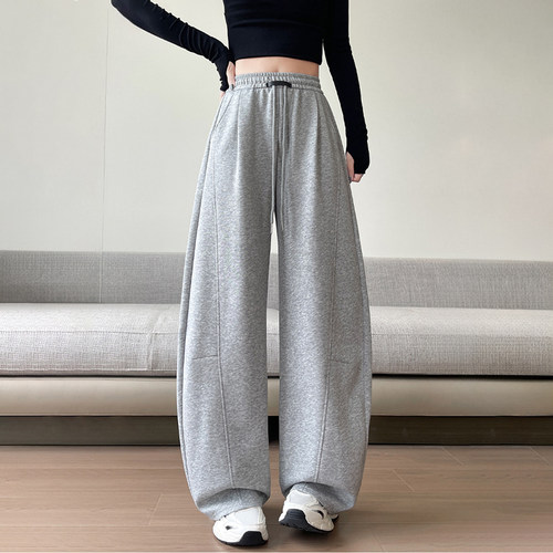 高腰慵懒风宽松显瘦弯刀裤卫裤女2025秋百搭运动裤休闲裤阔腿长裤