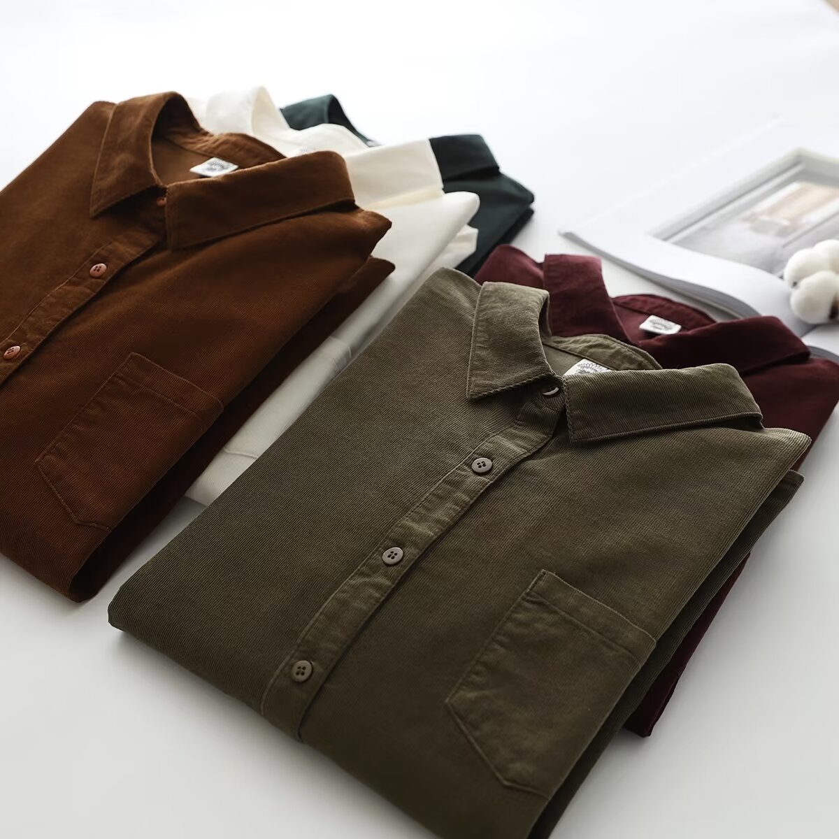 8色！推荐！全棉灯芯绒衬衫女