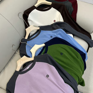 T恤女打底衫 2024秋冬ins刺绣加厚德绒长袖 上衣 自留推荐 高品质