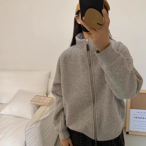 羊羔毛加厚加绒立领拉链外套女！2024冬宽松保暖卫衣开衫百搭上衣