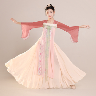 儿童中国风古典舞蹈服飘逸汉服齐胸身韵纱衣女童中国舞演出服新款