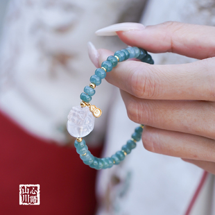 旺财运聚财手链天然高冰种蓝水翡翠水晶貔貅手串危地马拉玉石招财