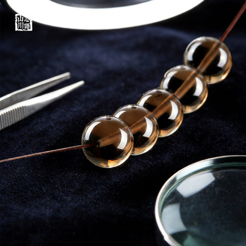 天然茶水晶浅深茶色散珠DIY配珠