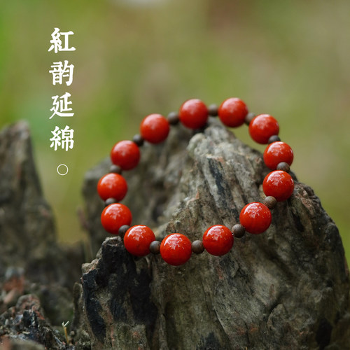 南红满肉手串天然原矿柿子红玛瑙