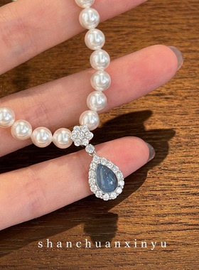 山川心语天然淡水珍珠银锁骨链