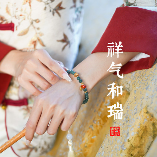 翡翠A货高冰蓝水纯银葫芦手串