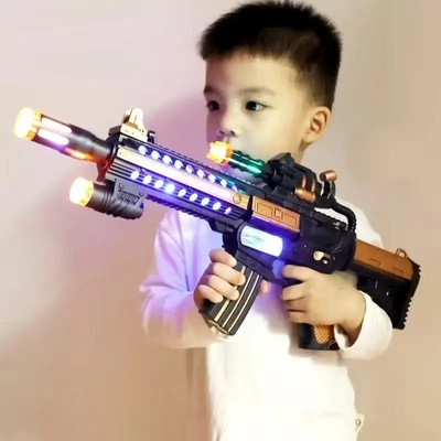儿童发声光电动玩具枪音乐宝宝小男孩子仿真带声音冲锋枪2-3-6岁