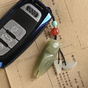 和田青白玉玉蝉手机链车钥匙扣事业金蝉挂件升学饰品礼物生日寓意