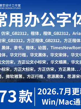 办公wps字体包 word方正小标宋仿宋GB2312华文楷体电脑素材库下载