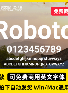 Roboto Bold/Regular 开源可免费商用无衬线英文字体系列粗细可选