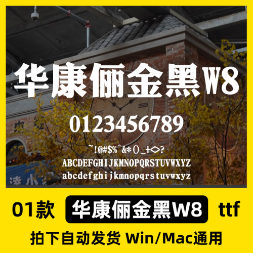 华康俪金黑W8 ttf格式 Win/Mac/WPS/PS/AI 中文字体安装包