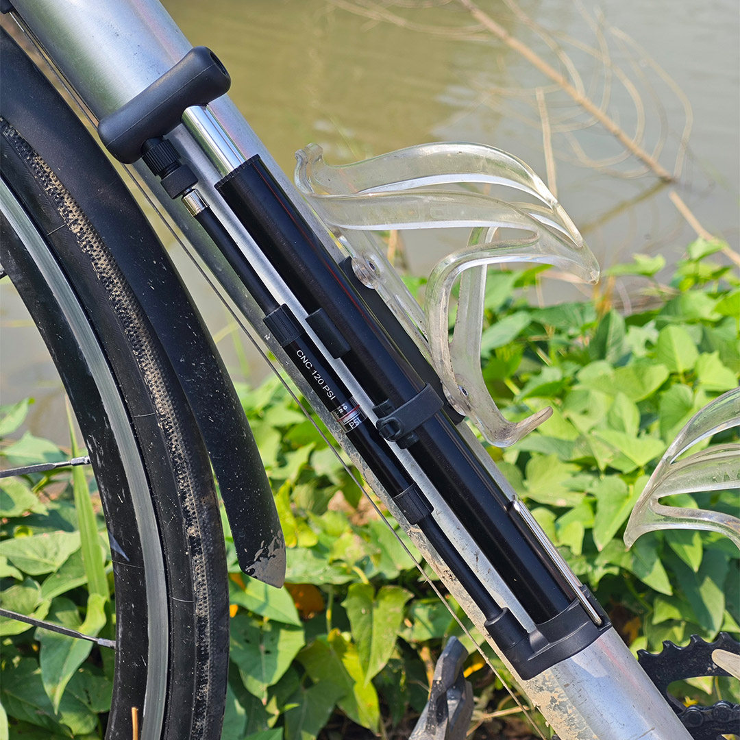 【蠢肥单车】便携随车高压落地打气筒带气压表防尘气嘴公路车适用