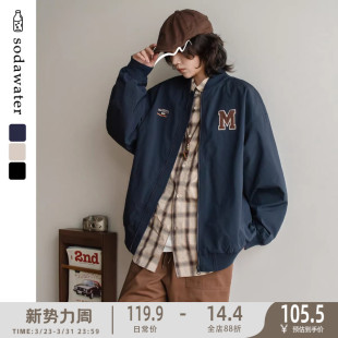 青春休闲百搭外套 棒球领刺绣夹克男女同款 苏打汽水工作室春季 时尚