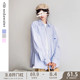 休闲长袖 苏打汽水工作室春季 日系青春时尚 蓝色条纹衬衫 衬衣 男女款