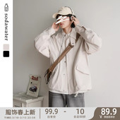 日系复古翻领拉链单排扣夹克外套男女同款 苏打汽水工作室春季 新款