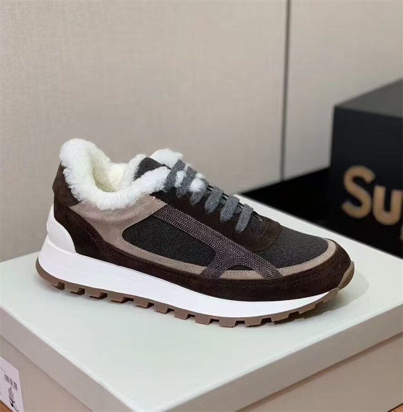 欧洲站2023秋冬新款加绒羊毛鞋ins潮系带厚底舒适真皮百搭休闲鞋