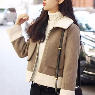 秋冬新款复古文艺森系小个子毛呢外套女短款学生流行高级感气质