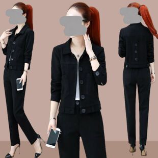 时尚高冷御姐风套装女士2025秋季新款洋气质秋装高腰裤子两件套