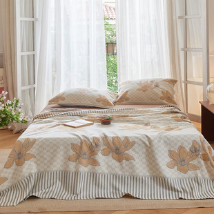 100%纯棉纱布床盖毯三件套双人可铺可盖全棉午睡毯毛巾被空调毯子