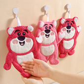 卡通可爱挂式 柔软吸水速干厨房儿童家用手帕毛巾 珊瑚绒擦手巾新款