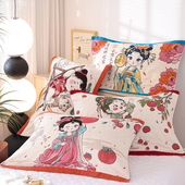 八层加厚纯棉纱布枕巾一对装 高档国风卡通盖巾防滑家用全棉枕头巾