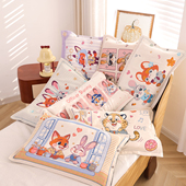 四季 按扣式 纯棉纱布儿童枕套一对装 卡通全棉不脱落提花枕芯内胆套