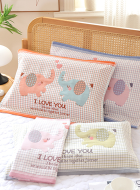 八层儿童纯棉纱布枕巾一对40*60枕头盖巾家用吸汗宝宝全棉枕头巾