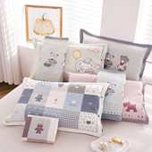 纯棉纱布按扣枕套一对装 卡通儿童中号枕头套防脱落全棉枕芯内胆套