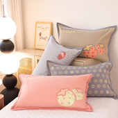 按扣纯棉纱布枕套一对装 成人家用全包防脱落枕头套全棉枕芯内胆套