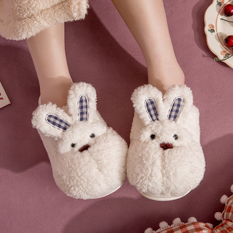 秋冬新款可爱棉拖鞋女冬居家室内绒面卡通保暖防滑情侣毛绒棉拖男