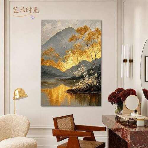 奢遇纯手绘油画海浪花卉客厅装饰画简约现代度假风挂画