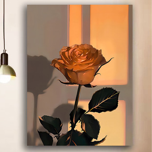 DIY数字油画玫瑰花花卉手工填色丙烯唯美客厅卧室装饰画