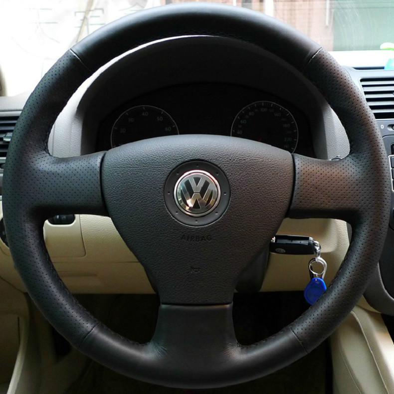 大众老款迈腾速腾朗逸宝来经典polo捷达志俊专用真皮手缝方向盘套