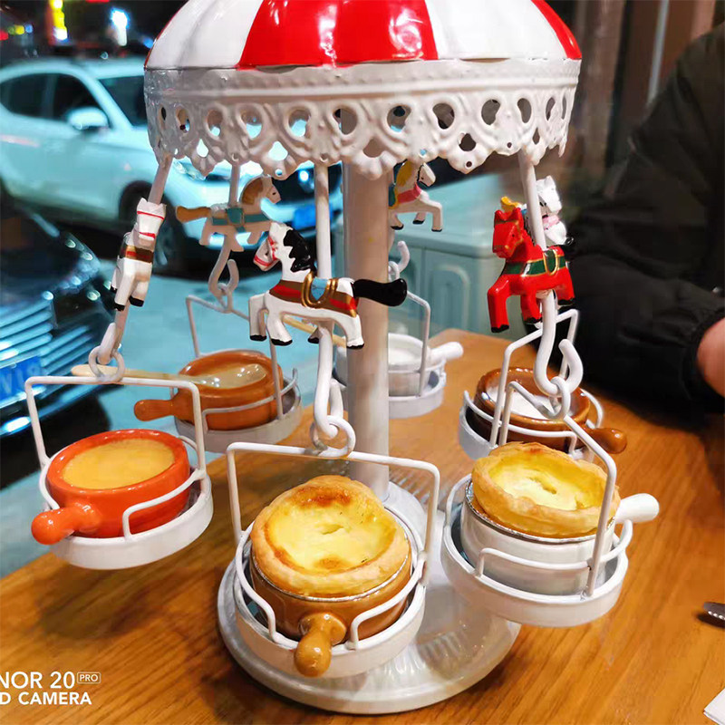 创意铁艺旋转木马甜品架布丁蛋挞架寿司西餐厅豪客来点心茶歇餐具