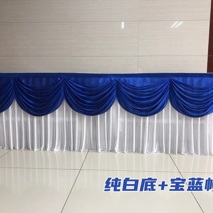 婚礼签到台桌裙婚庆香槟塔烛台布艺圆桌装饰桌布甜品台桌围布幔
