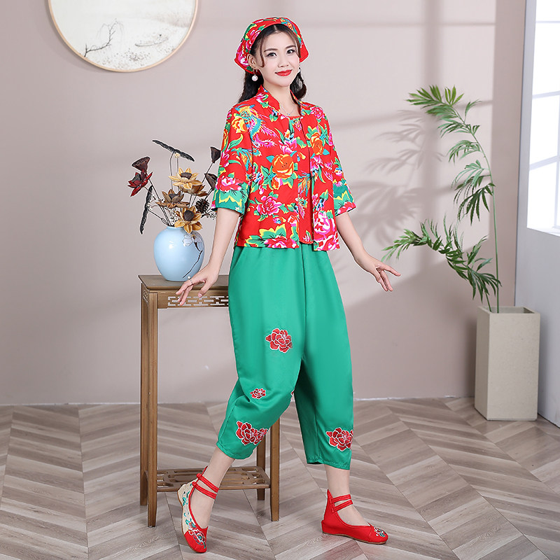 2023秋款东北大花套装广场跳舞服装秧歌服民族风姐妹聚会打鼓衣服