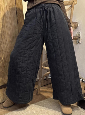 松驰感大码女士遮胯保暖棉裤2025冬装韩版胖mm高腰宽松显瘦阔腿裤