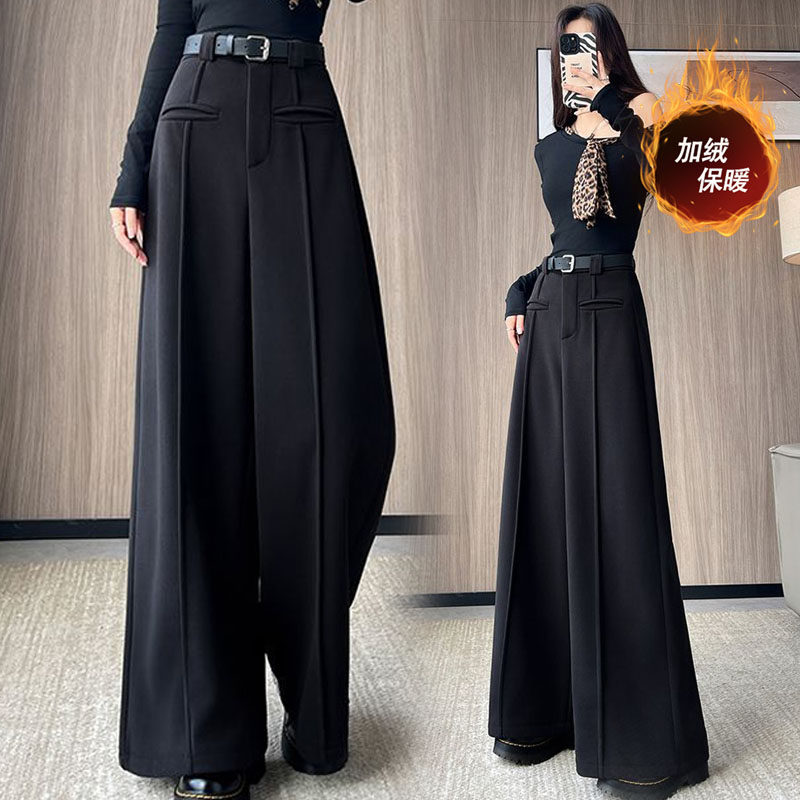 气质大码女士毛呢加绒休闲阔腿裤秋冬胖mm宽松显瘦美式百搭直筒裤,女装/女士精品,大码裤装,淘宝优惠券,粉丝福利购,淘宝优惠卷