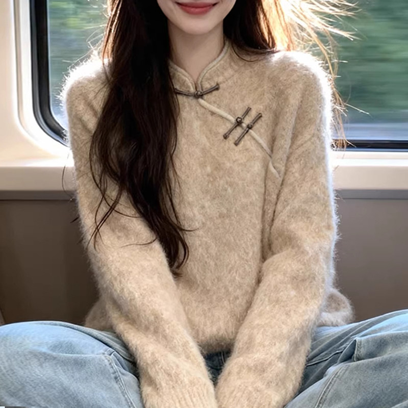 气质百搭大码女装软糯套头毛衣2025秋冬温柔风胖MM新中式盘扣小衫,女装/女士精品,大码内搭,淘宝优惠券,粉丝福利购,淘宝优惠卷