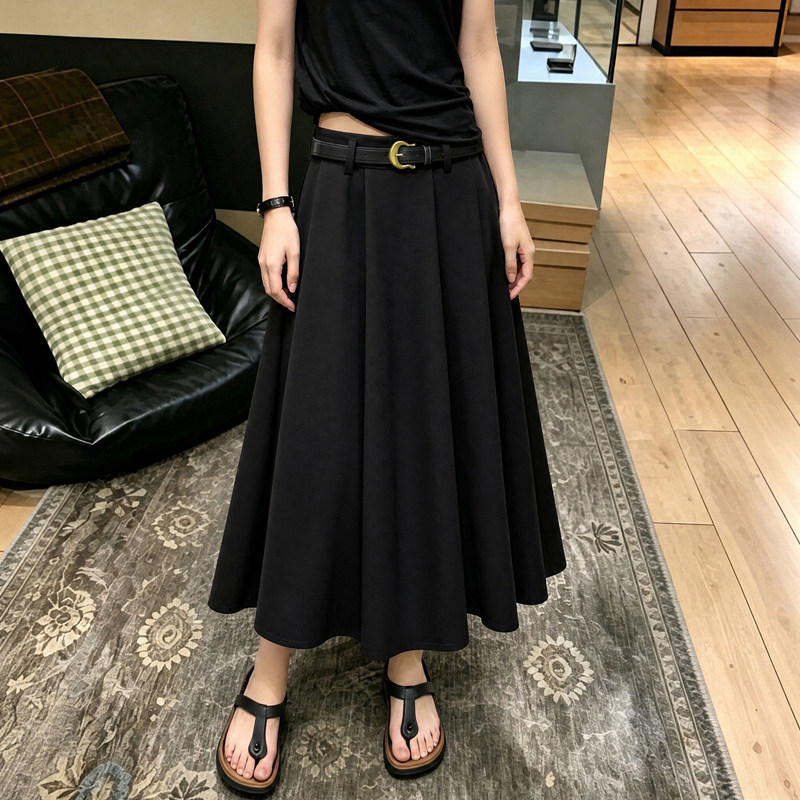 大码韩系垂坠感百褶裙女2026秋冬季小个子胖m高腰显瘦气质半身裙