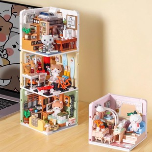 inbrixx/积乎如果历史是一群喵房间街景积木玩具女孩拼装摆件礼物