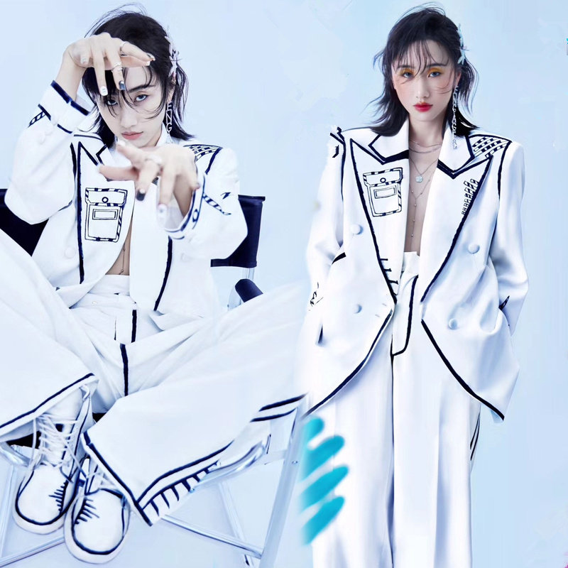 影楼主题写真服装白色港风时尚个性感新潮外景旅拍街拍款森系搭配