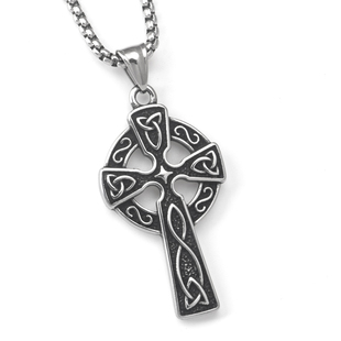不锈钢复古创意凯尔特结十字架吊坠钛钢男女街头时尚毛衣长款项链