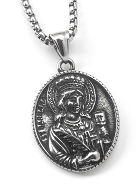 不锈钢钛钢男女人物像椭圆项链