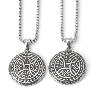 不锈钢简约百搭个性圆盘凯尔特结吊坠钛钢男女街头时尚长款项链