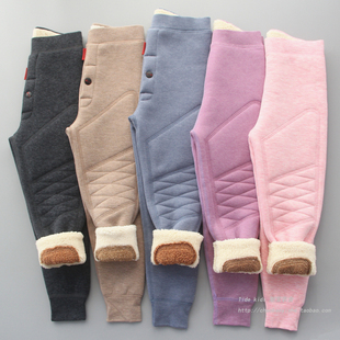 儿童护膝保暖裤内穿冬季校服神器男童加绒加厚秋裤女童羊羔毛棉裤